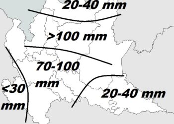 11 15 distribuzione piogge 13 15 novembre 350x250 - Meteo Lombardia, oggi toccati i 40 gradi in varie stazioni meteo