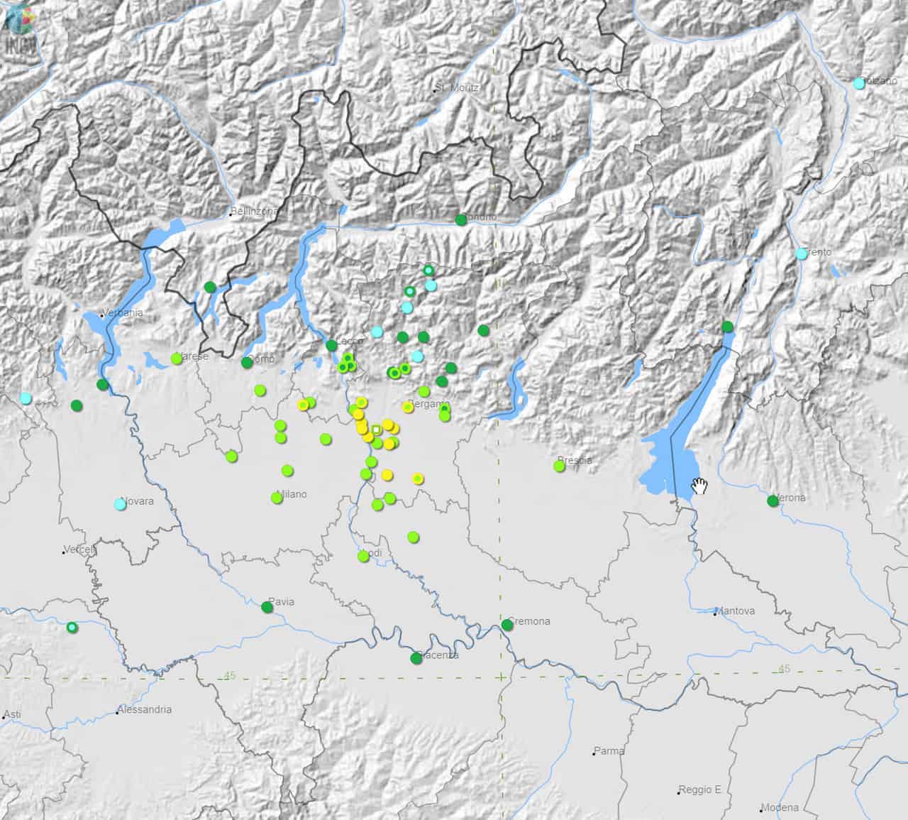 mappa sismica - La Lombardia si riscopre vulnerabile ai terremoti. Sabato 18 dicembre, terremoto 4.4 di magnitudo, ma in passato fu più forte