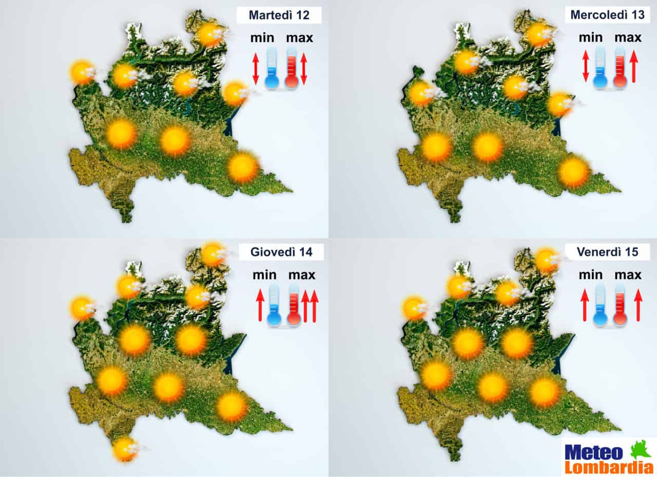 meteo lombardia previsioni - Meteo LOMBARDIA, pronti per una forte ondata di caldo. Venerdì giornata critica